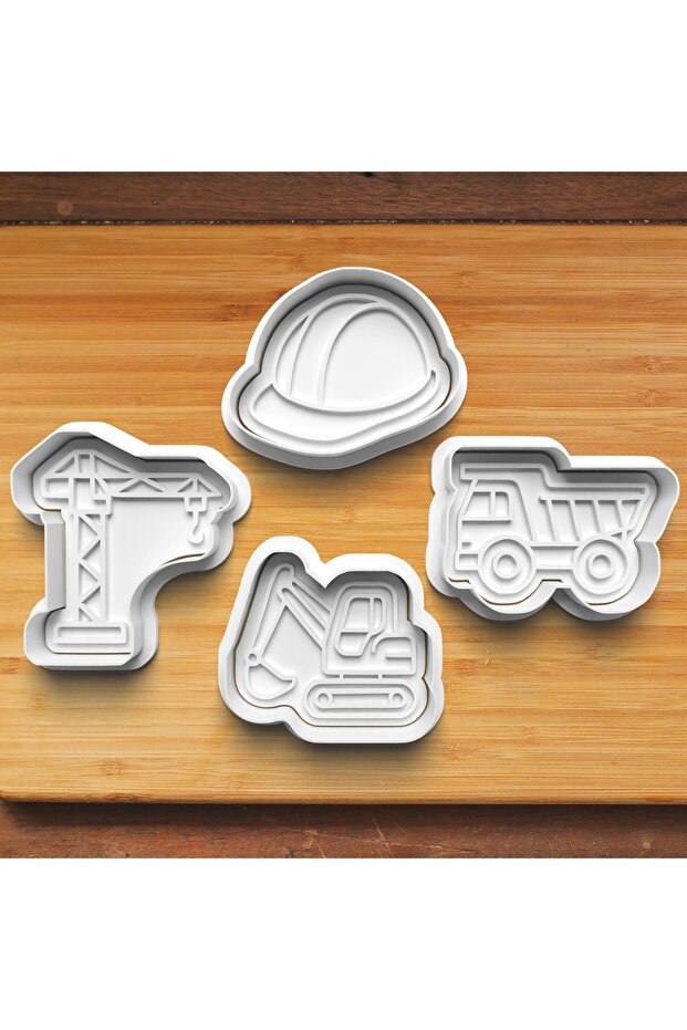 Construction New Set of 4 Cookie and Sugar Dough Molds with Crane