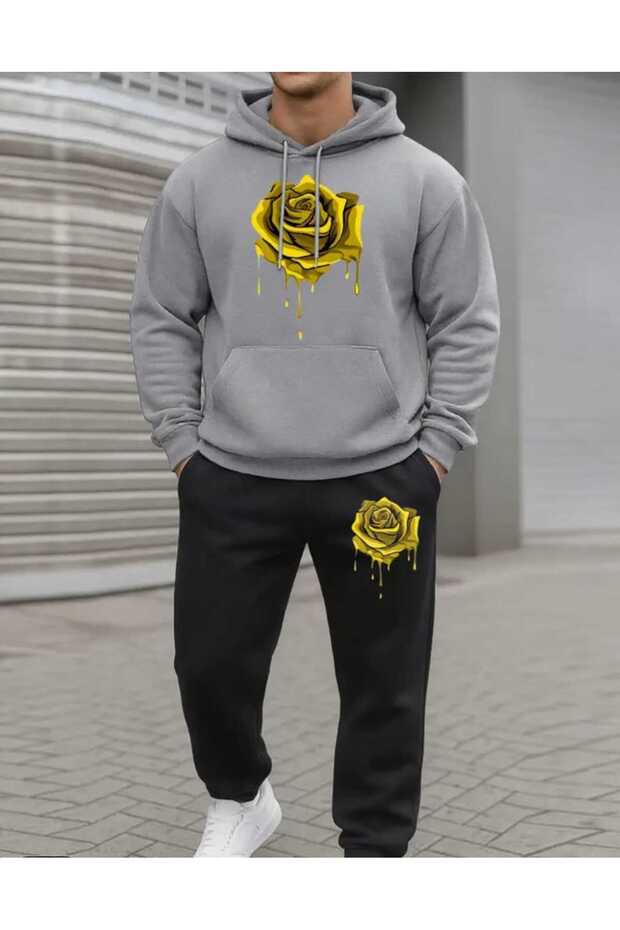 Melting Yellow Rose Printed Hoodie Set