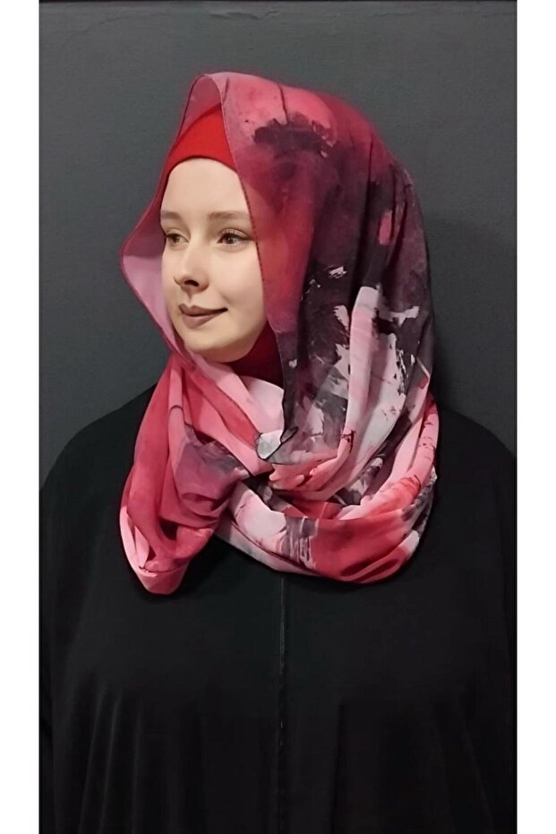 Nirvana Boneli Şal - Desenli Fuşya Siyah - 4