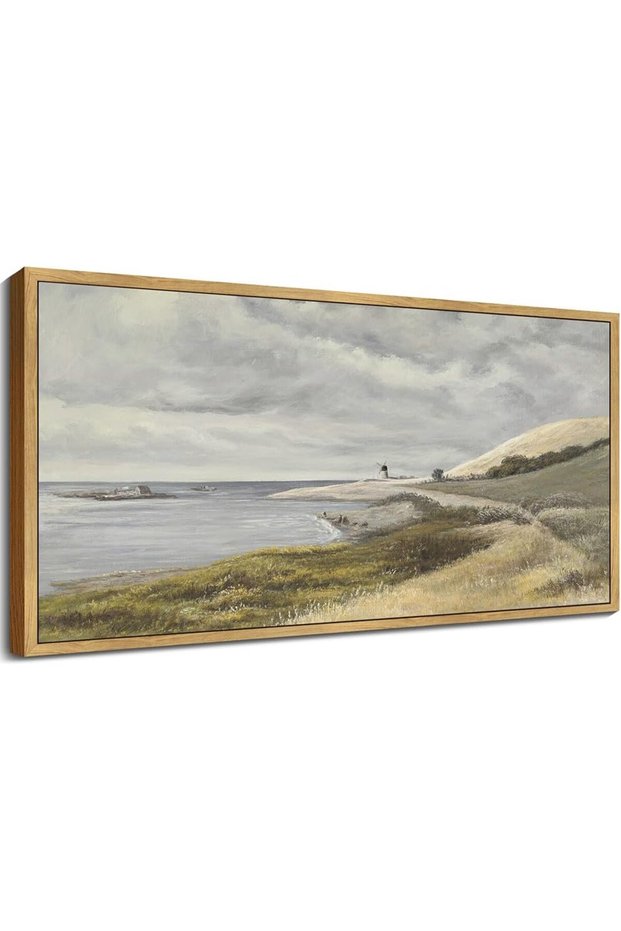 Coastal Seascape Meadow Wall Painting 60x120cm Large Outer Frame Art