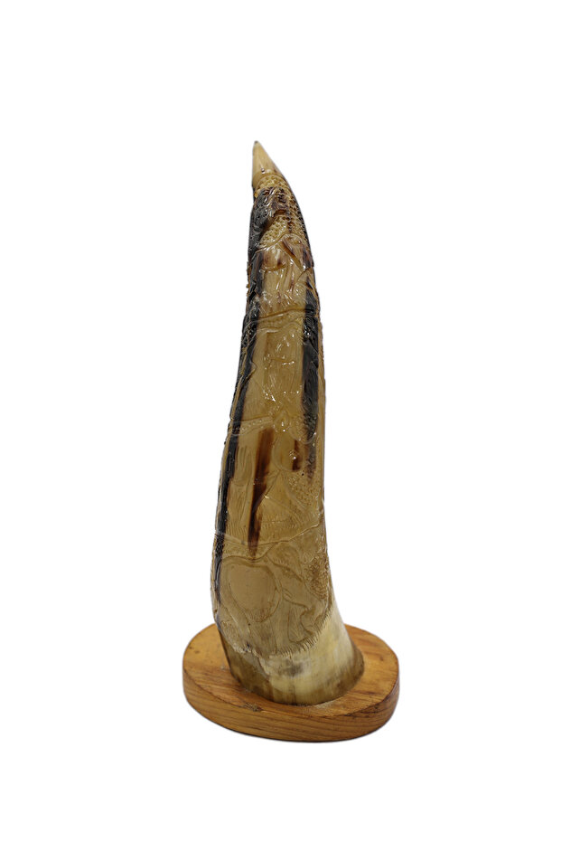 Hand-Carved Natural Horn with Stand – Decorative Stone Sculpture