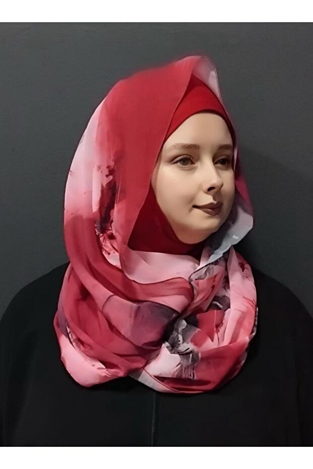 Nirvana Boneli Şal - Desenli Fuşya Siyah - 1