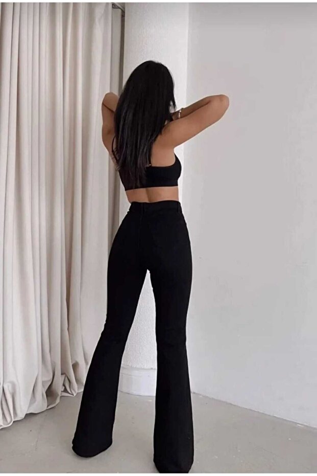 High-Waist Stretch Fabric Flare Jeans