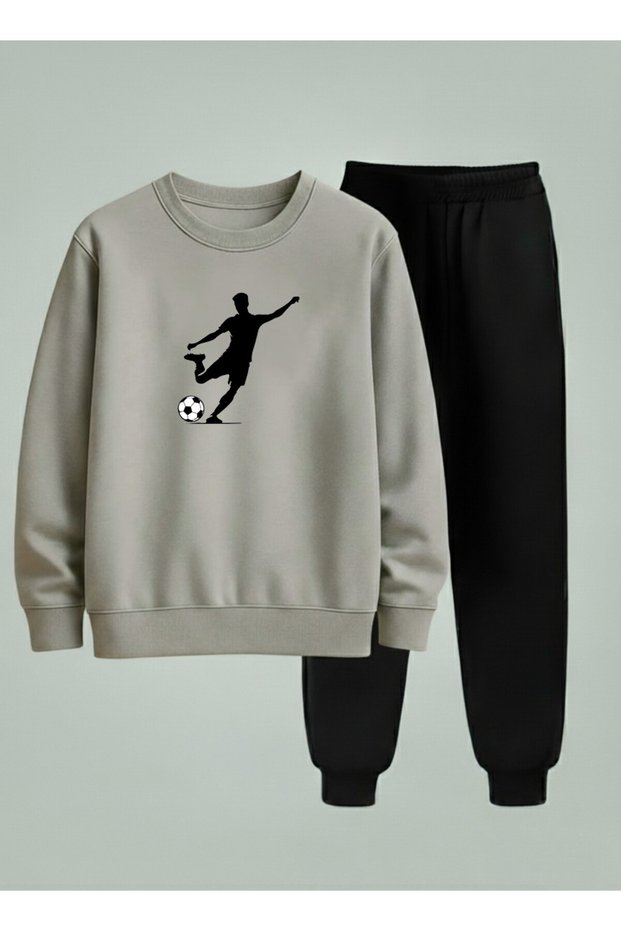 Boy's Sweatshirt - Tracksuit Set Crew Neck Running Football Player Printed 3 Thread Raised