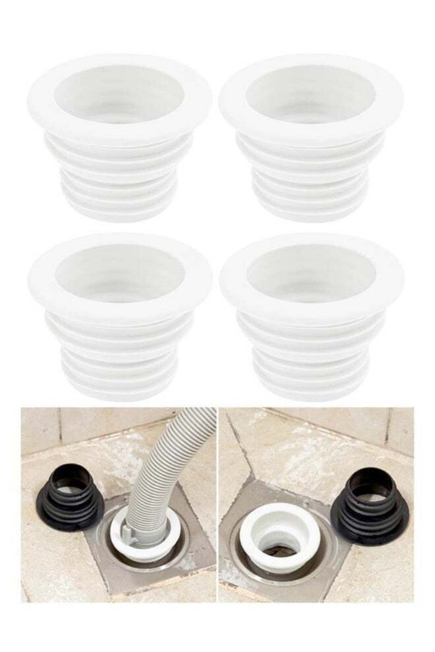 4 PACK Drain Pipe Seal Hose Silicone Plug Sewer Sealing for Kitchen Bathroom (White)