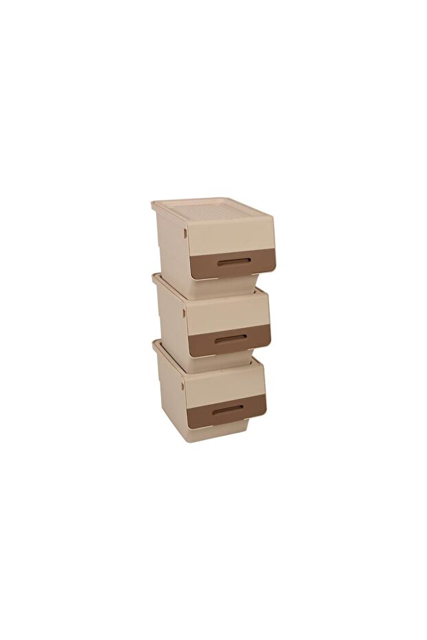 Freebox 33 Liter Cream Brown Organizer – Set of 3 Organizers with Wheels