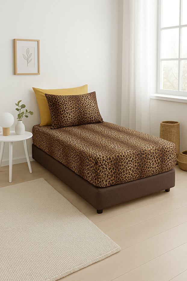 Leopard Printed Single Fitted Sheet Set - 1