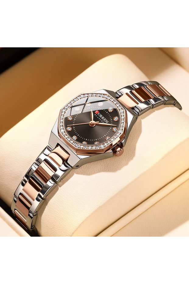 9100 Original Quartz Watch for Women - Fashion Elegant Stainless Steel Waterproof Wristwatch