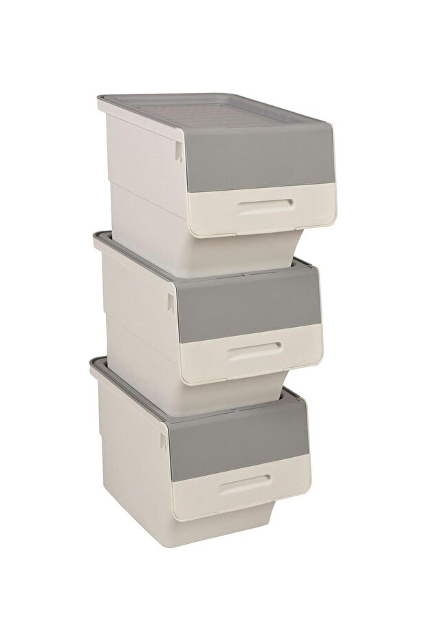 Freebox 12 Liter White Organizer – Set of 3 Organizers with Gray Wheels