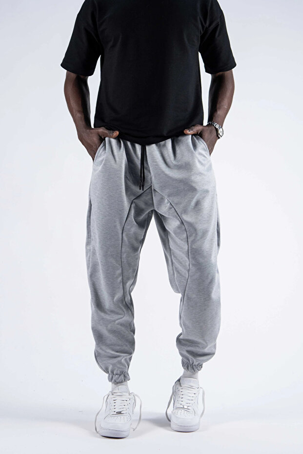 Gray Jogger with Elasticated Waistband - 1