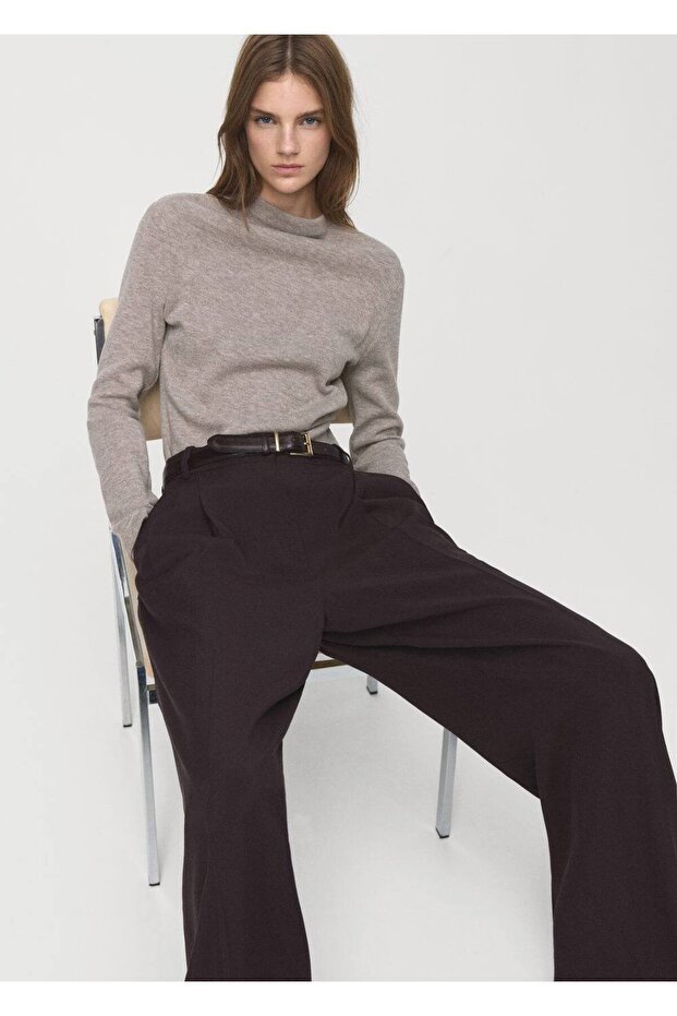 Perkins yaka ince örgü sweatshirt - 6