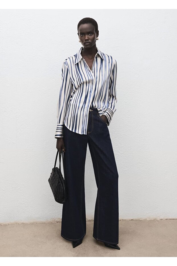 Dökümlü desenli gömlek - 2