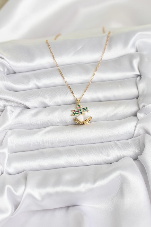 Gold Color Christmas Themed Women's Necklace (316L Steel)