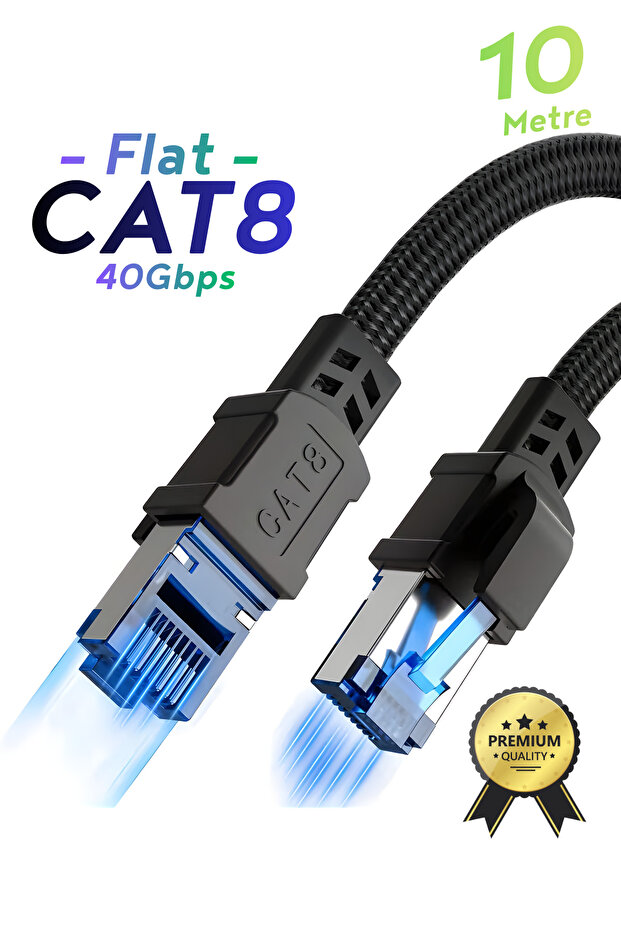 كابل إيثرنت CAT8 كابل شبكة محلية ممتاز بسرعة 40 جيجابت في الثانية وسرعة 2000 ميجاهرتز كابل إنترنت للكمبيوتر المحمول، PS5/4 (10 أمتار)