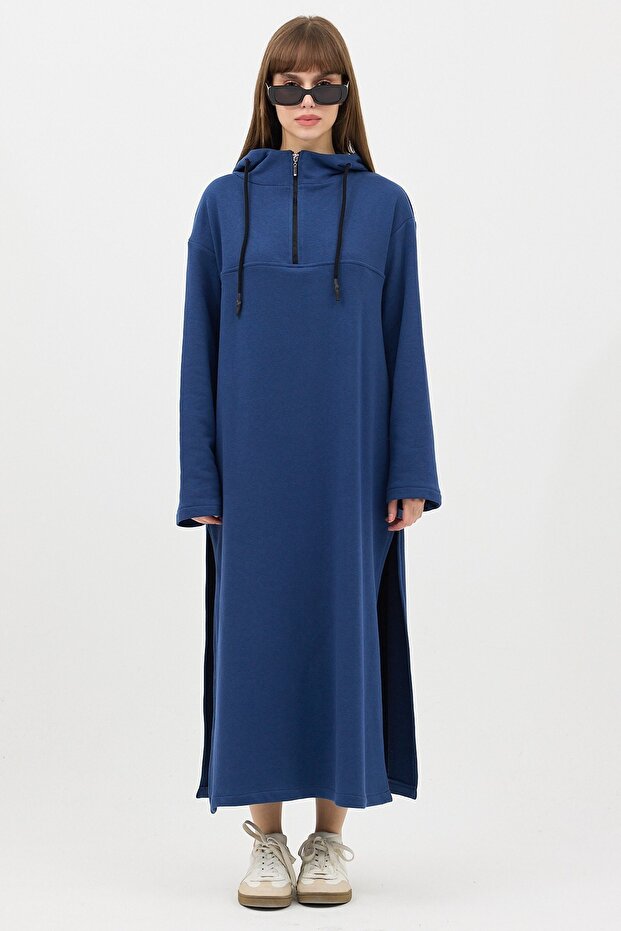 Fermuarlı Sweatshirt İndigo - 2