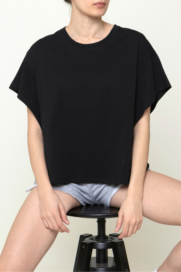 Dakota Oversize Yarasa Kol Basic T-Shirt Gizli Kapamalı - 2