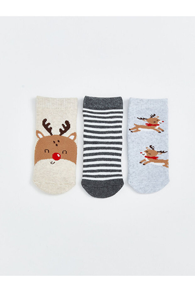 Quality Pieces from Çelebi Store: New Year's Themed Baby Boy Socks, 3-Piece Set
