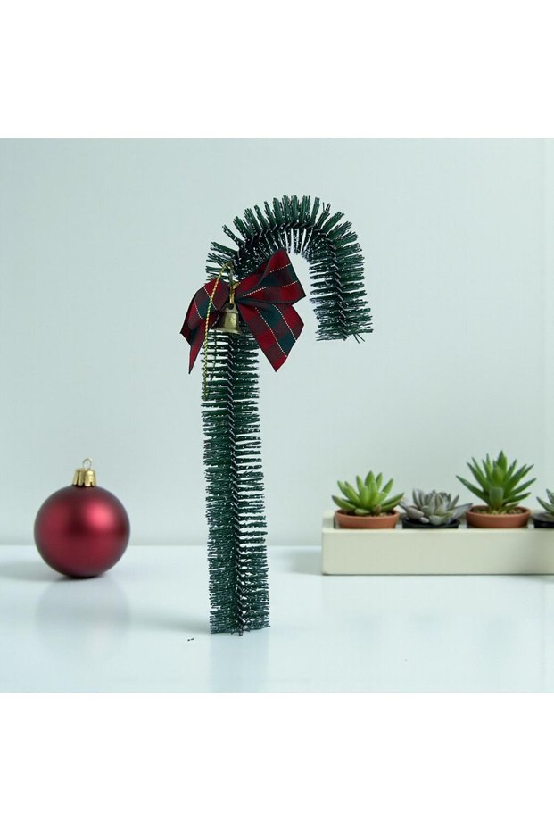 Cane Christmas Ornament, Candy Cane Ornament, Green Candy Cane Ornament, Decorative Door Ornament, 20 cm with Bow