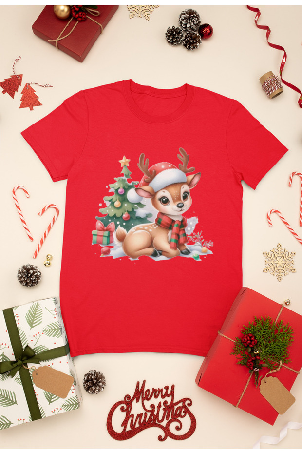 New Year Printed Unisex Children's T-Shirt, Christmas Themed, 100% Cotton