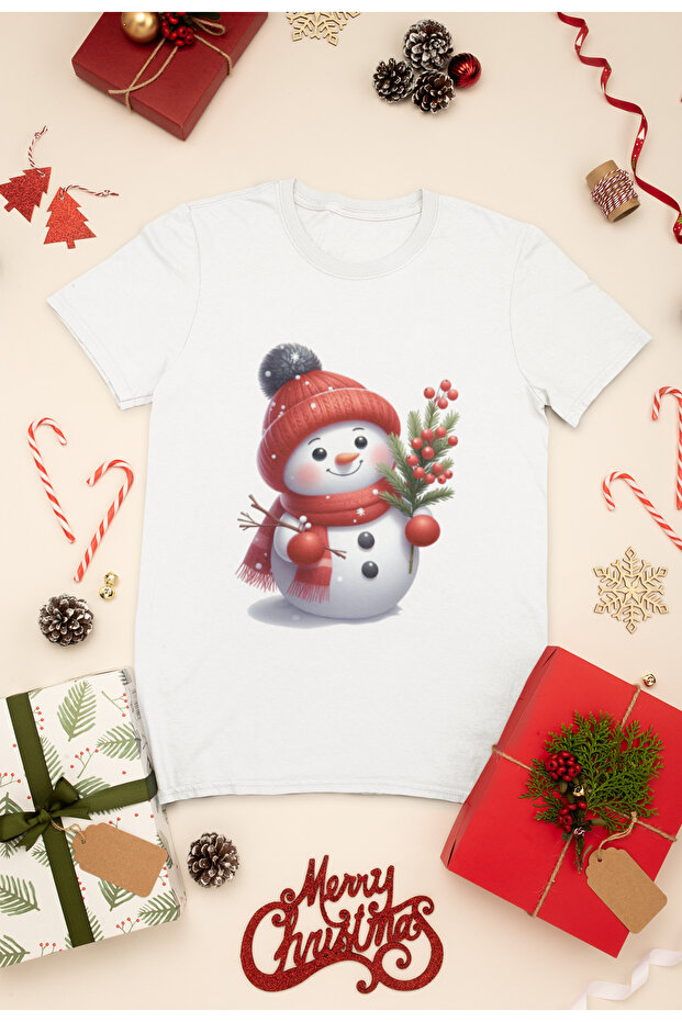 New Year Printed Unisex Children's T-Shirt, Christmas Themed, 100% Cotton