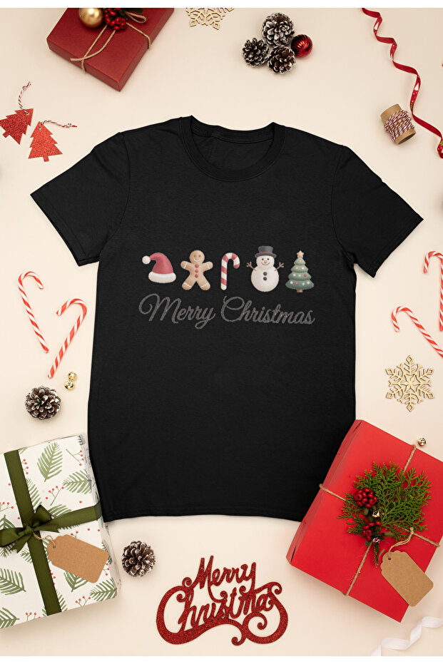 New Year Printed Unisex Children's T-Shirt, Christmas Themed, 100% Cotton