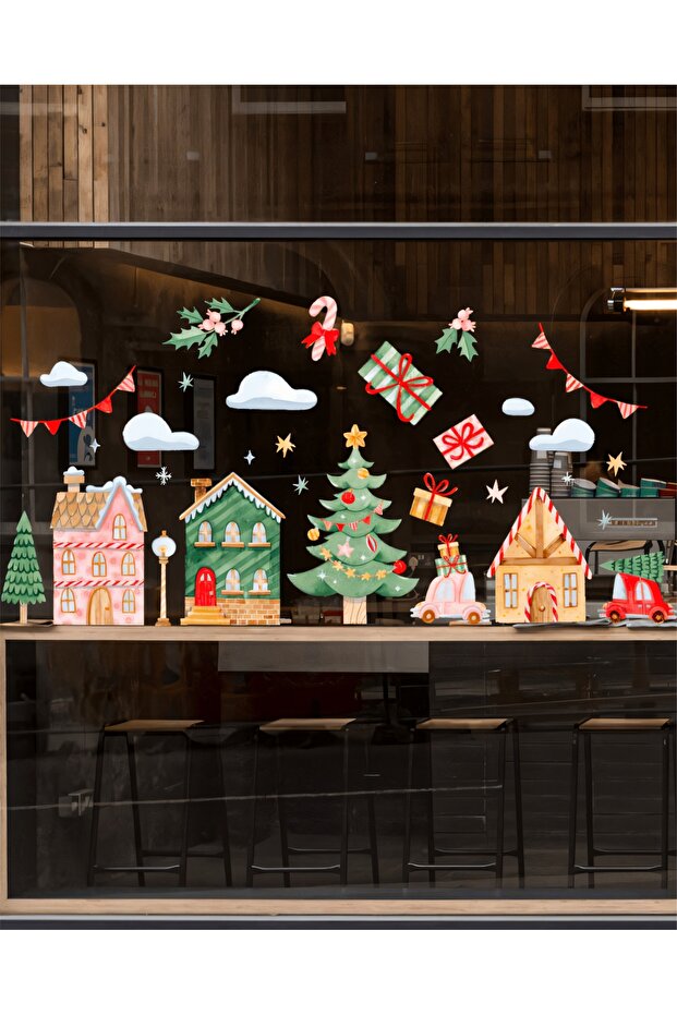 New Year's Tale Glass Wall Sticker Set - New Year's Ornament Decoration Set