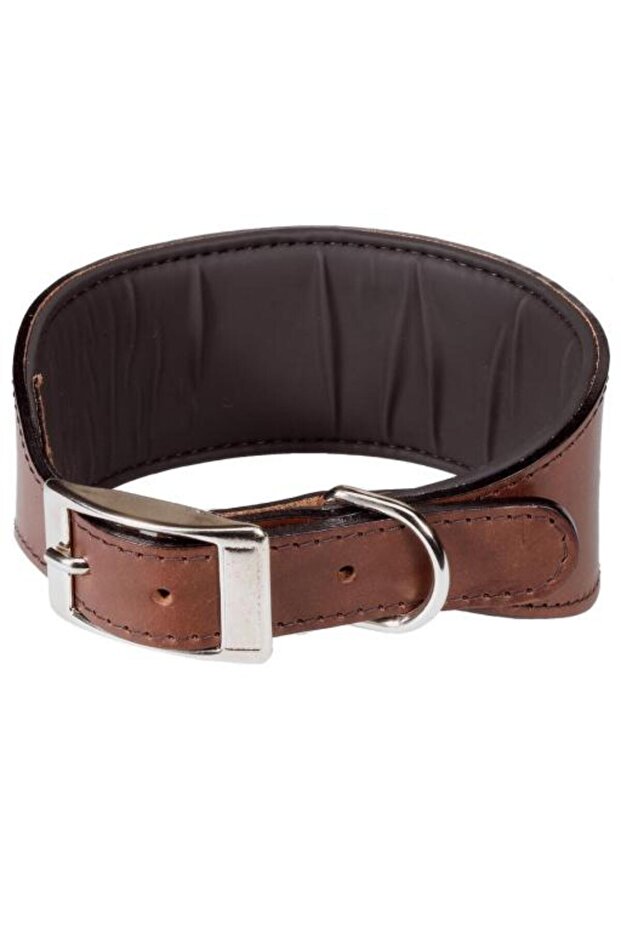 VIP CW Bull Leather Dog CollarColor: Brown, Dimension: 26-32cm x 15mm
