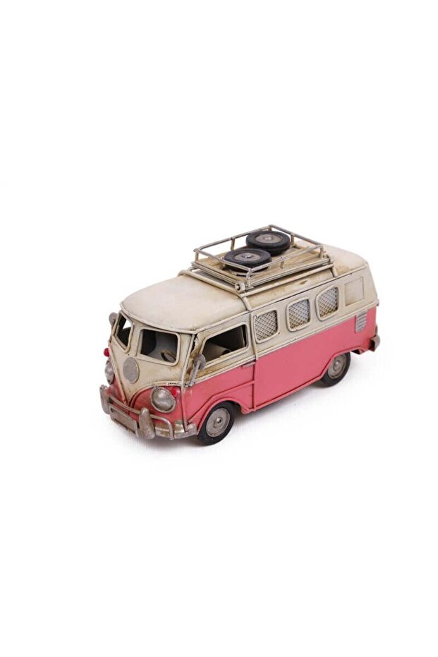 Pink Decorative Metal Minibus with Frame and Piggy Bank
