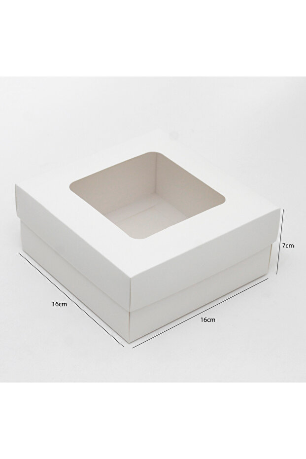 White paper box with a separate lid and a transparent window - 1