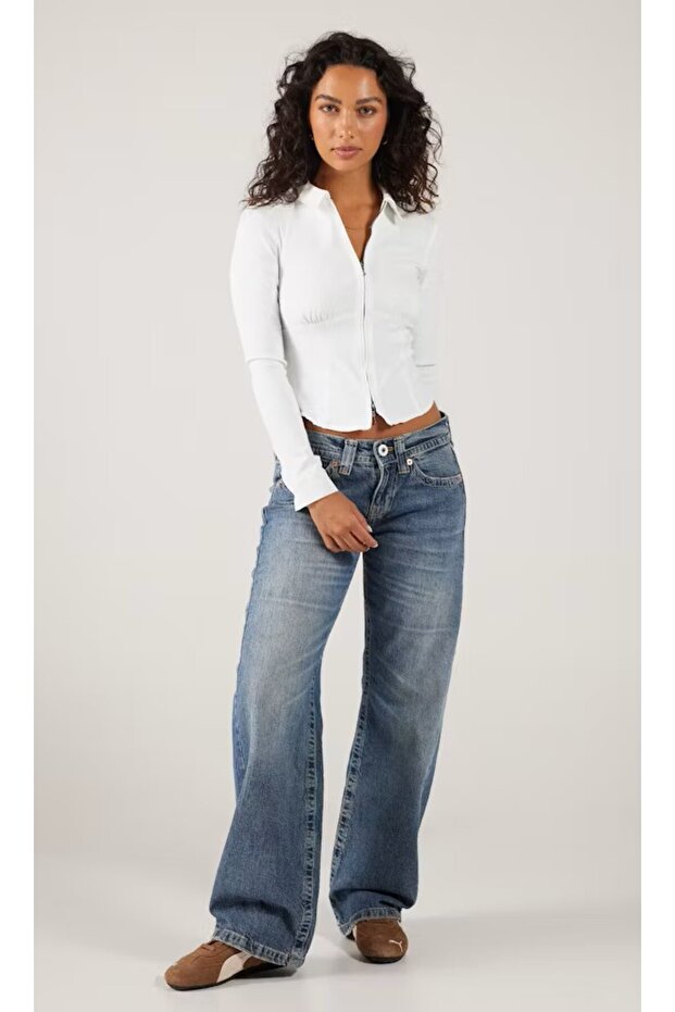 Nadine Classic Denim Blue Color Low Waist Jeans Pants