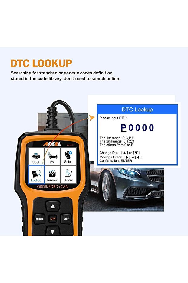 قارئ أكواد المركبات AD410 OBD II المحسّن مع حقيبة واقية - 6