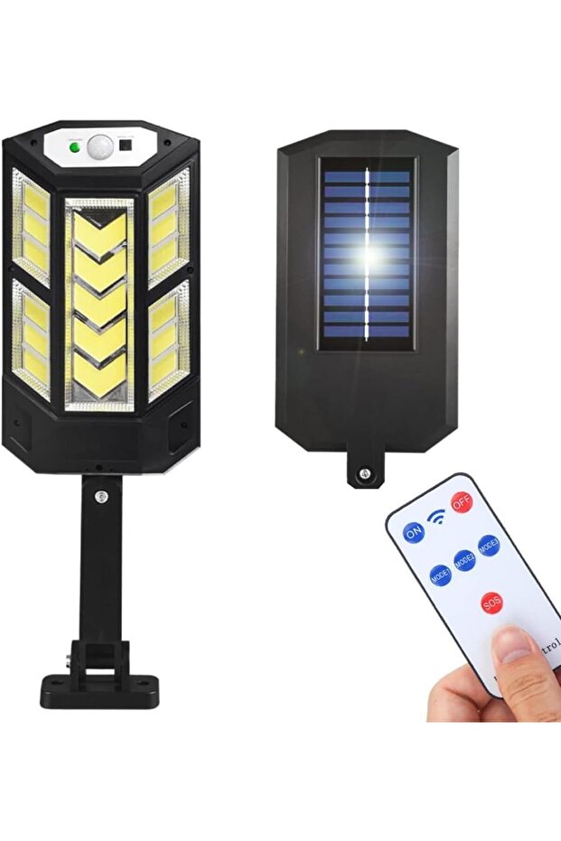 Solar Induction Wall Lamp PP-900C with 59 COB LEDs – Motion Sensor, Remote Control, Waterproof IP6 - 1