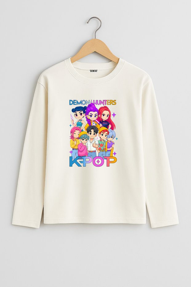 K-Pop Demon Slayer (Tnt-10420) Design Printed Long Sleeve T-Shirt (4-13 Years)