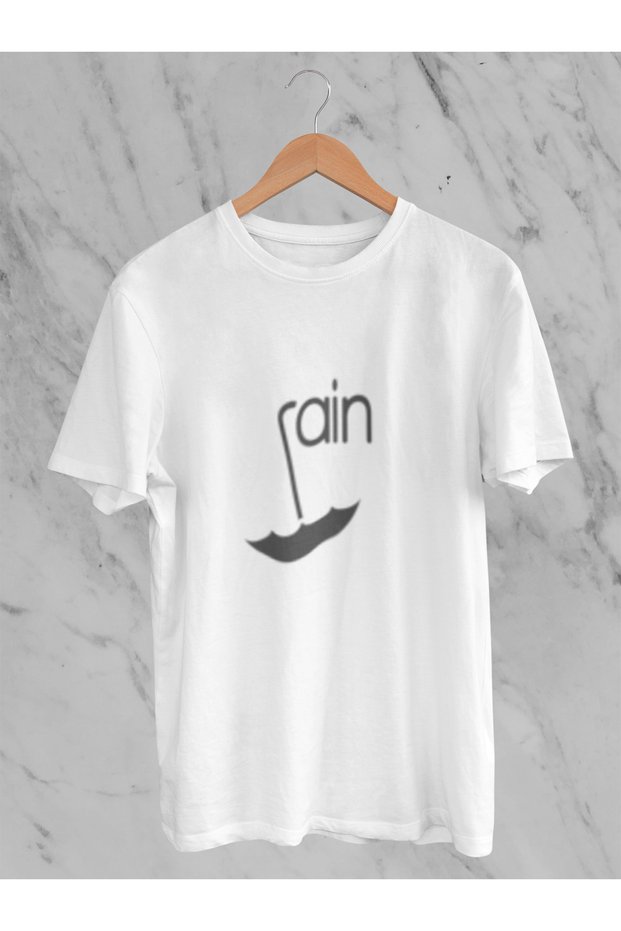 Rain Printed Circular Neck Cotton Ov Oversized Alip Short Sleeve Unisex Tshirt