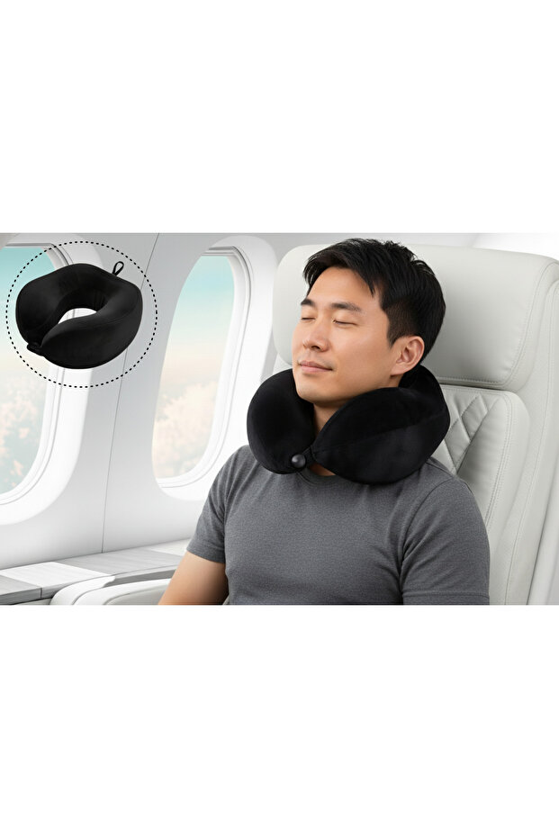 Visco Neck Support Pillow - Visco Passenger Pillow - Travel Neck Pillow - Filled Neck Pillow