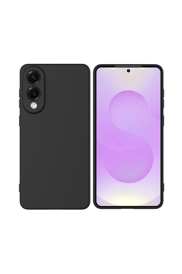 Samsung Galaxy S25 Edge Compatible Silicone Case - Pastel Color Tone Camera Protection Cover - Black