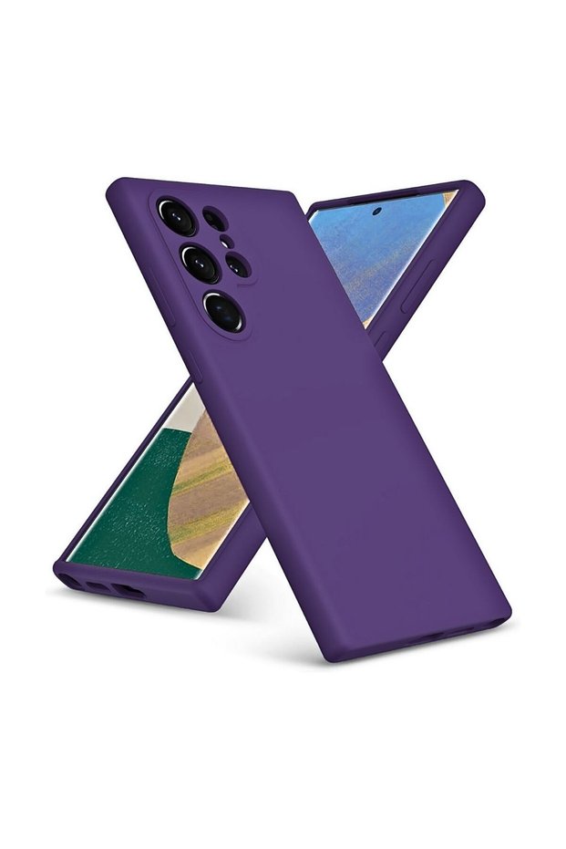 Samsung Galaxy S24 Ultra Compatible Silicone Case - Pastel Color Tone Camera Protection Cover - Purple