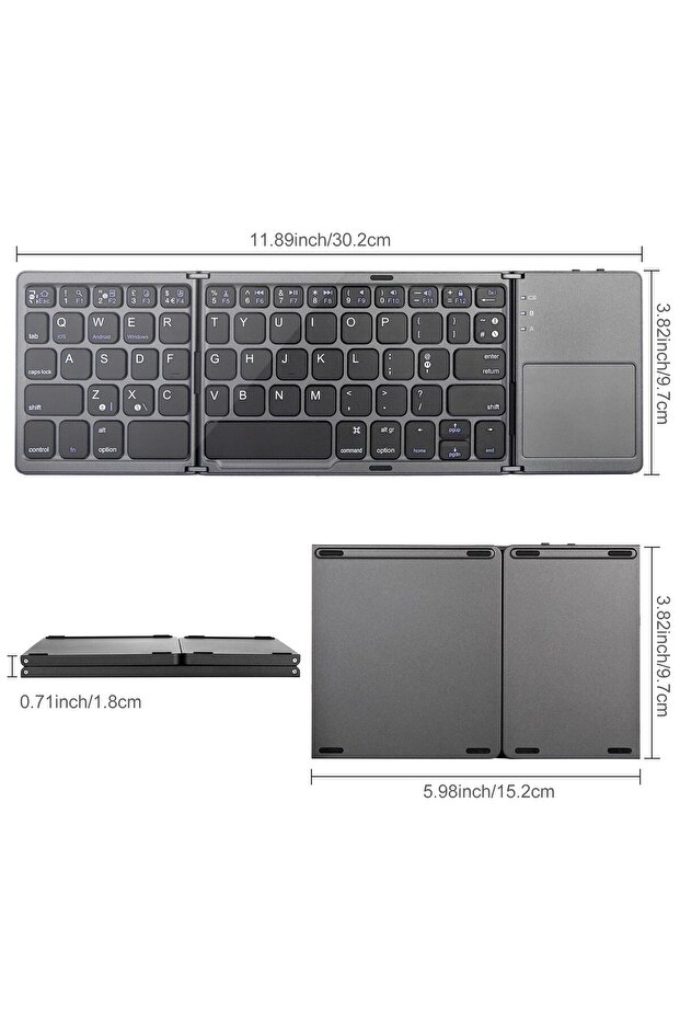 Foldable Wireless Bluetooth Keyboard with Touchpad – Portable Rechargeable Mini Keyboard - 6