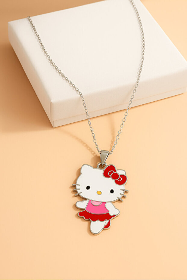 Hello Kitty Kırmızı Elbiseli Kolye - 1
