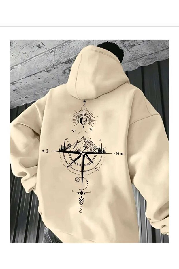 Nature and Compass Printed Hoodie