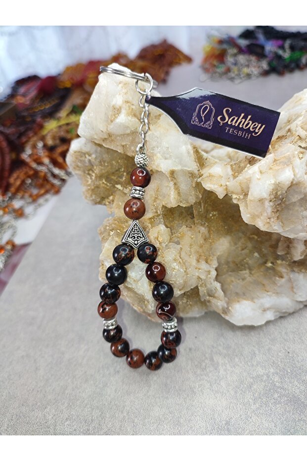 Jasper Natural Stone Rosary Keychain