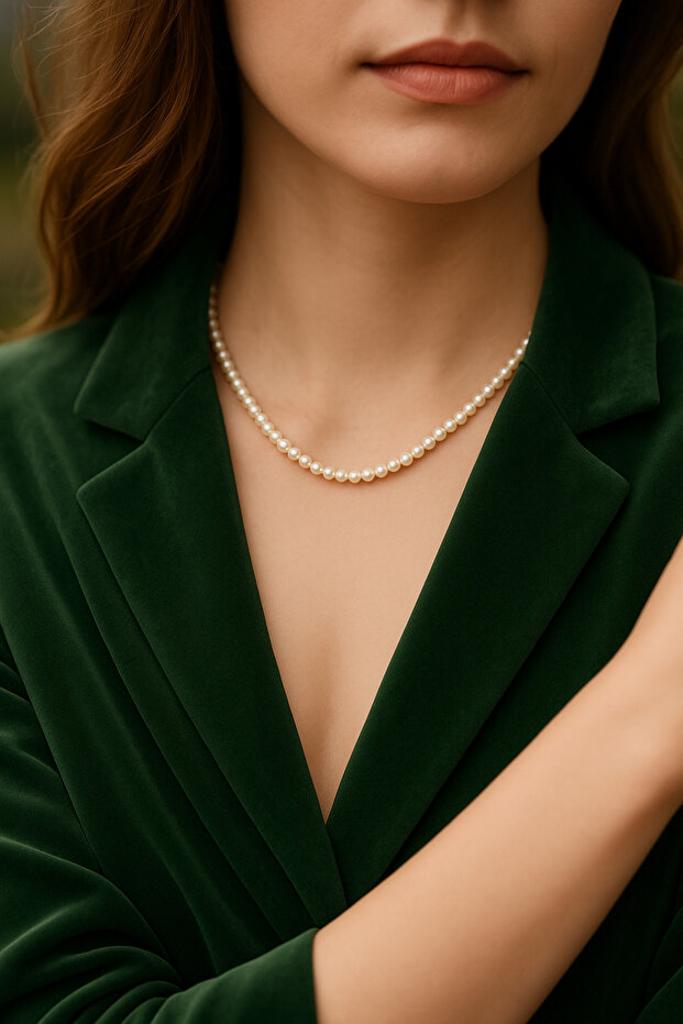 İnce Zarif İnci Kolye - 1