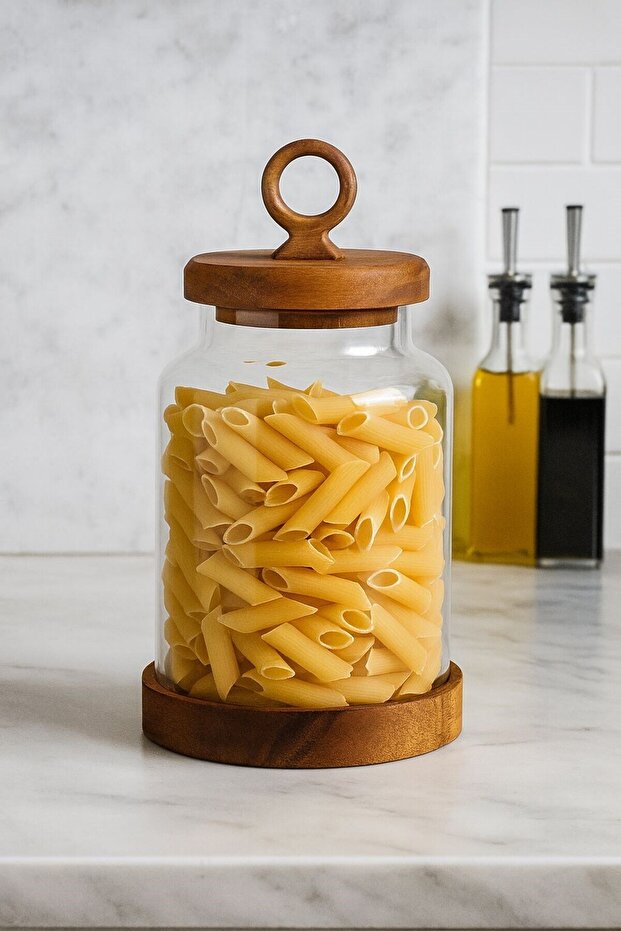 Borosilicate Glass Food Spice Jar with Acacia Lid 1100 ml 1 Piece