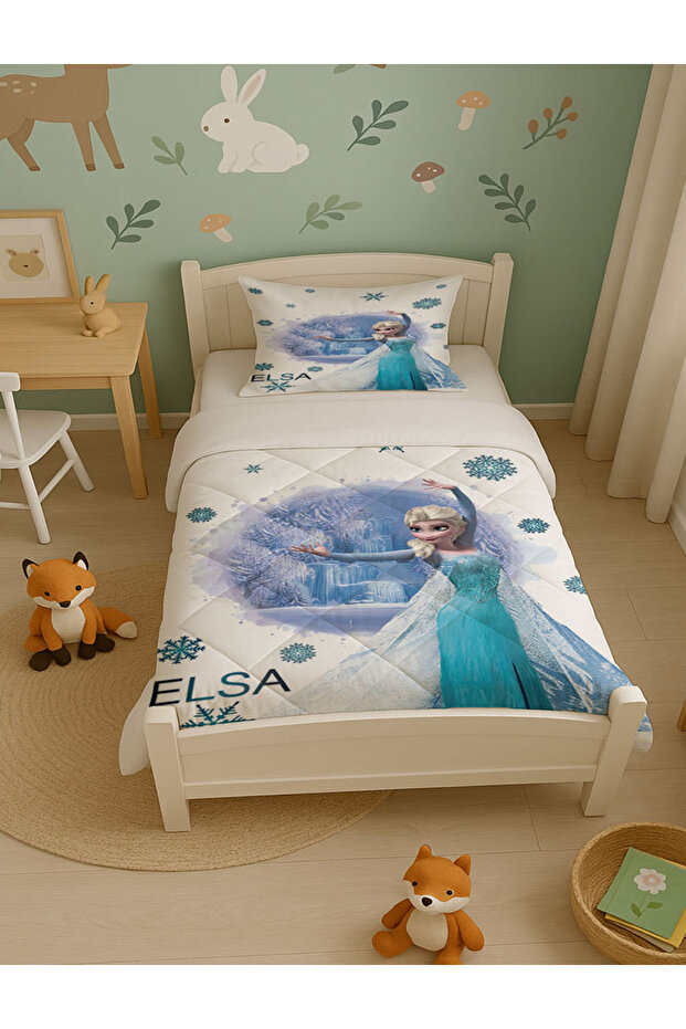 Blue Elsalı Quilt Set