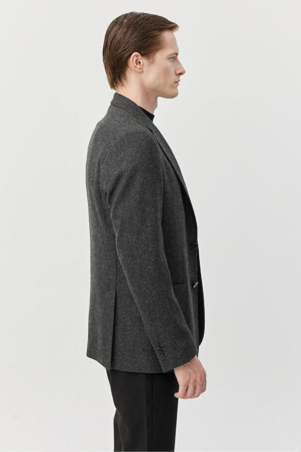 Men's Slim Fit Mono Collar Patterned Jacket - 3