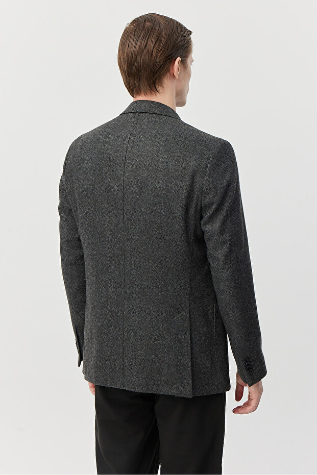 Men's Slim Fit Mono Collar Patterned Jacket - 4