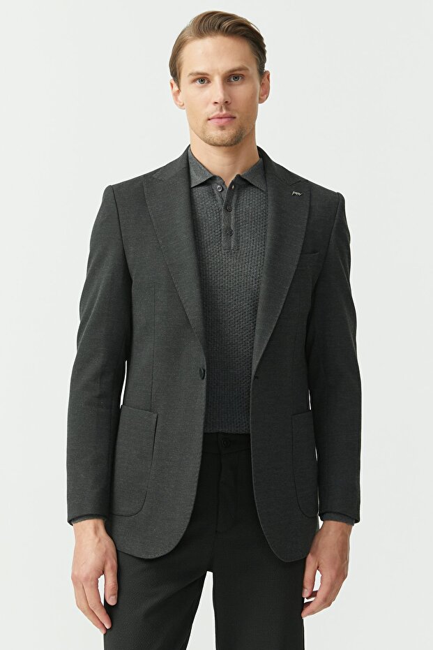 Men's Single Button Mono Collar Jacket - 2