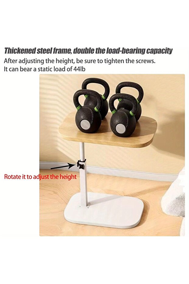 C Shaped Side Table,Coffee Table，Adjustable Height C Shaped End Table,360°Swivel Couch Side Tables - 2