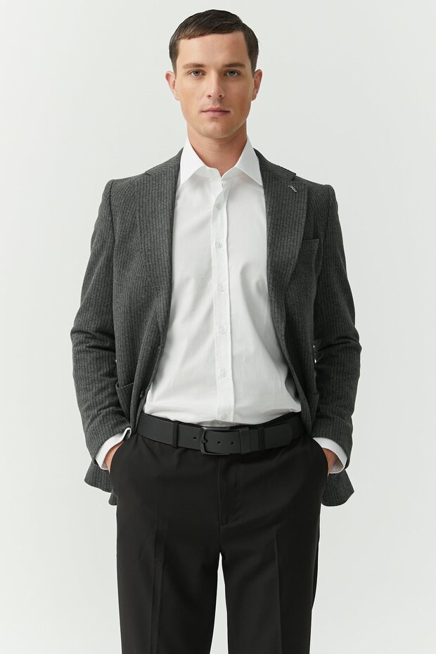 Jachetă cu guler mono cu model - 2