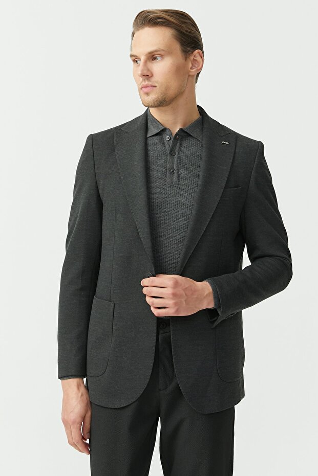 Men's Single Button Mono Collar Jacket - 3